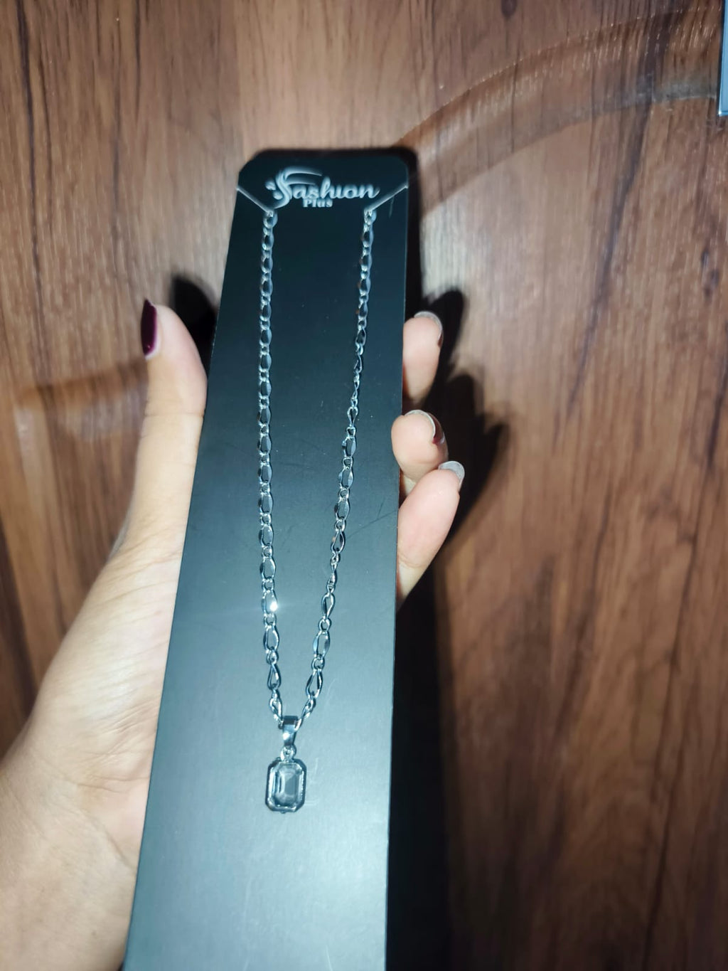Silver Crystal Pendant Chain Necklace for Women