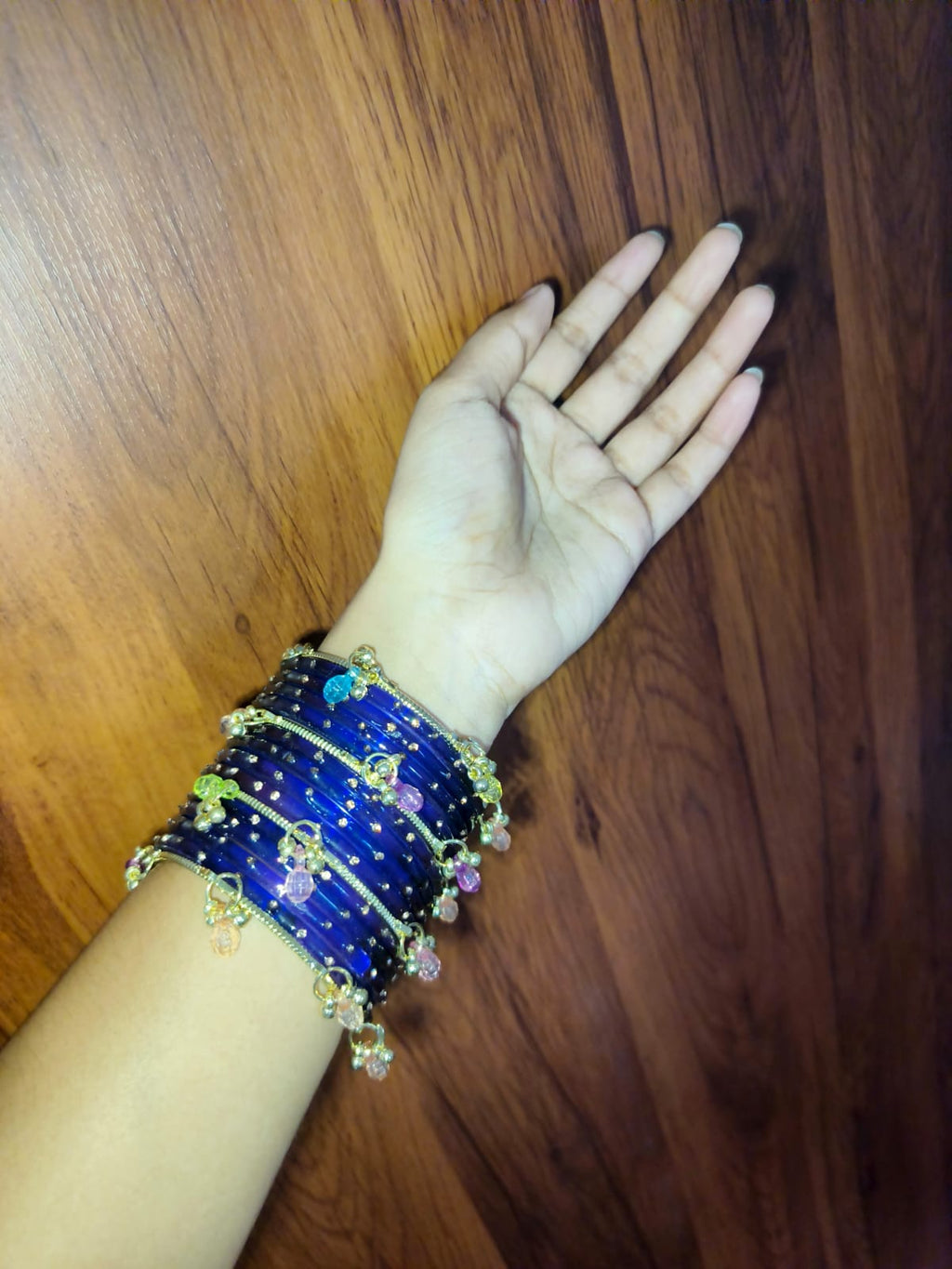 💙 Royal Blue Designer Glass Bangles Set 💙
