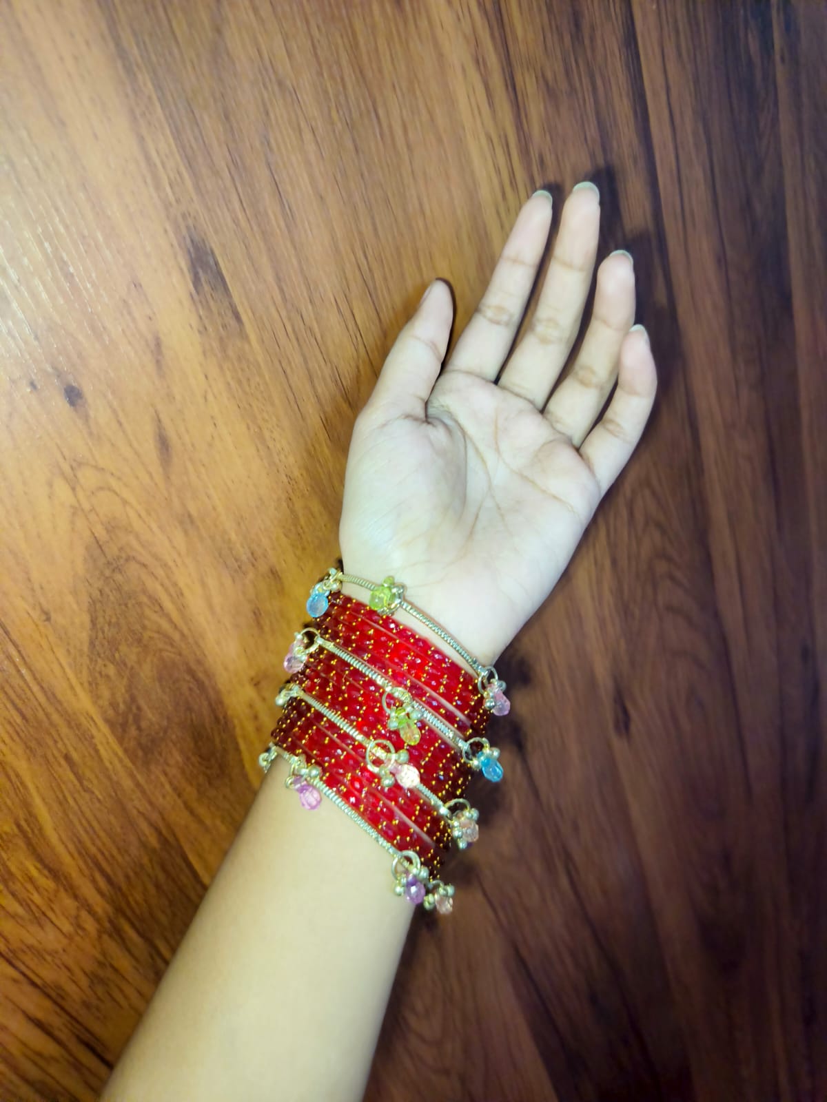 Royal Red Designer Glass Bangles Set