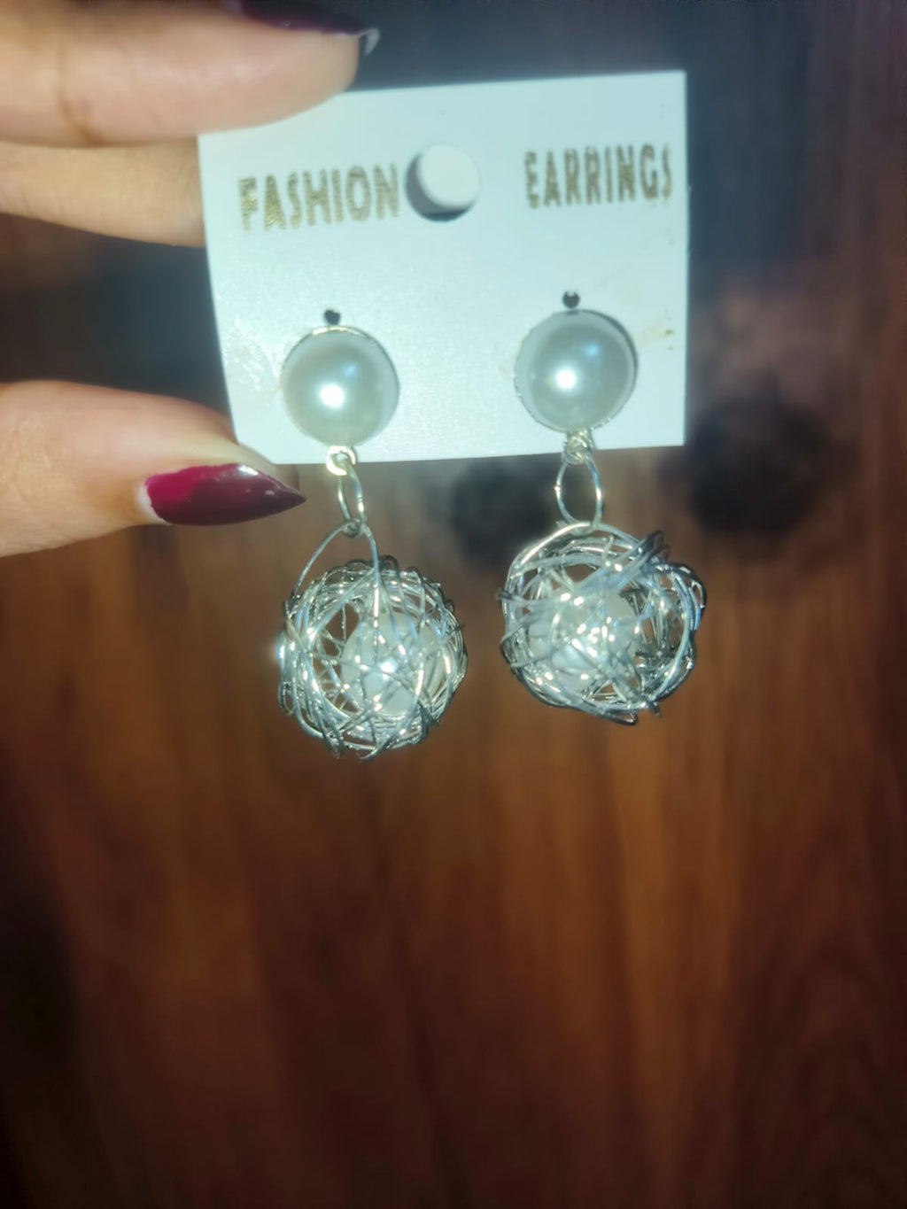 Elegant Pearl Wire Ball Drop Earrings