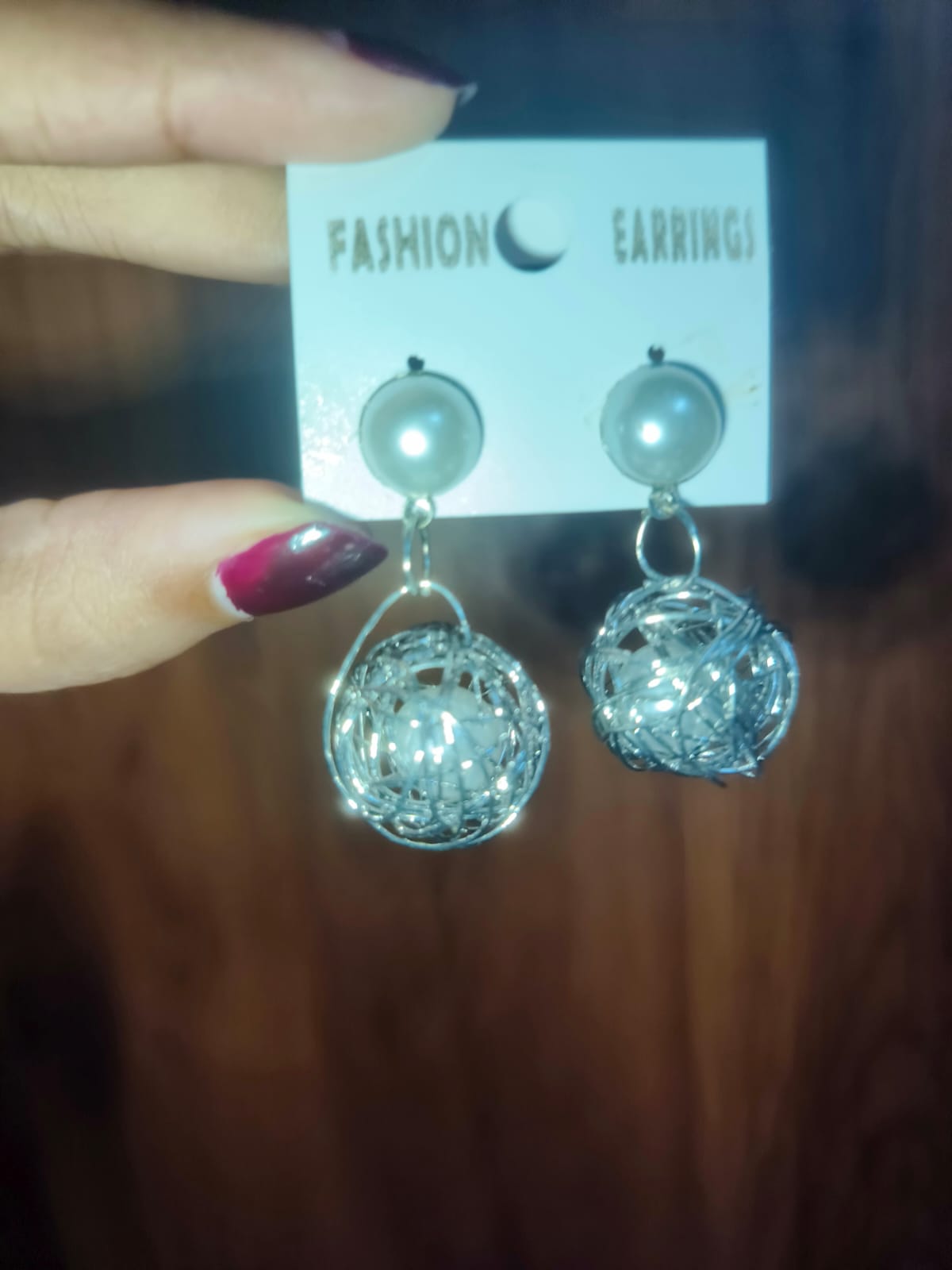 Elegant Pearl Wire Ball Drop Earrings