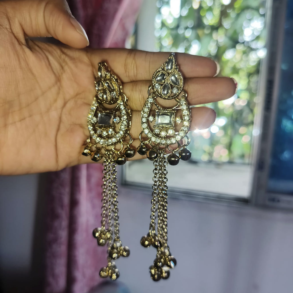 Royal Kundan Long Tassel Earrings for Women