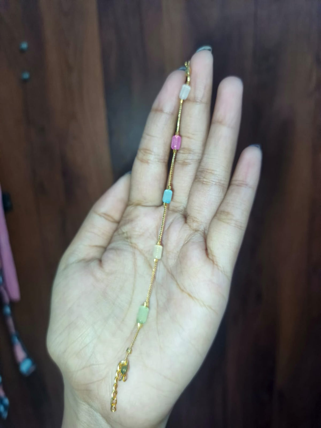 Elegant Pastel Beaded Gold-Tone Bracelet for Women | Minimalist Adjustable bracelet