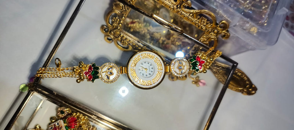 Traditional Kundan watch bracelet