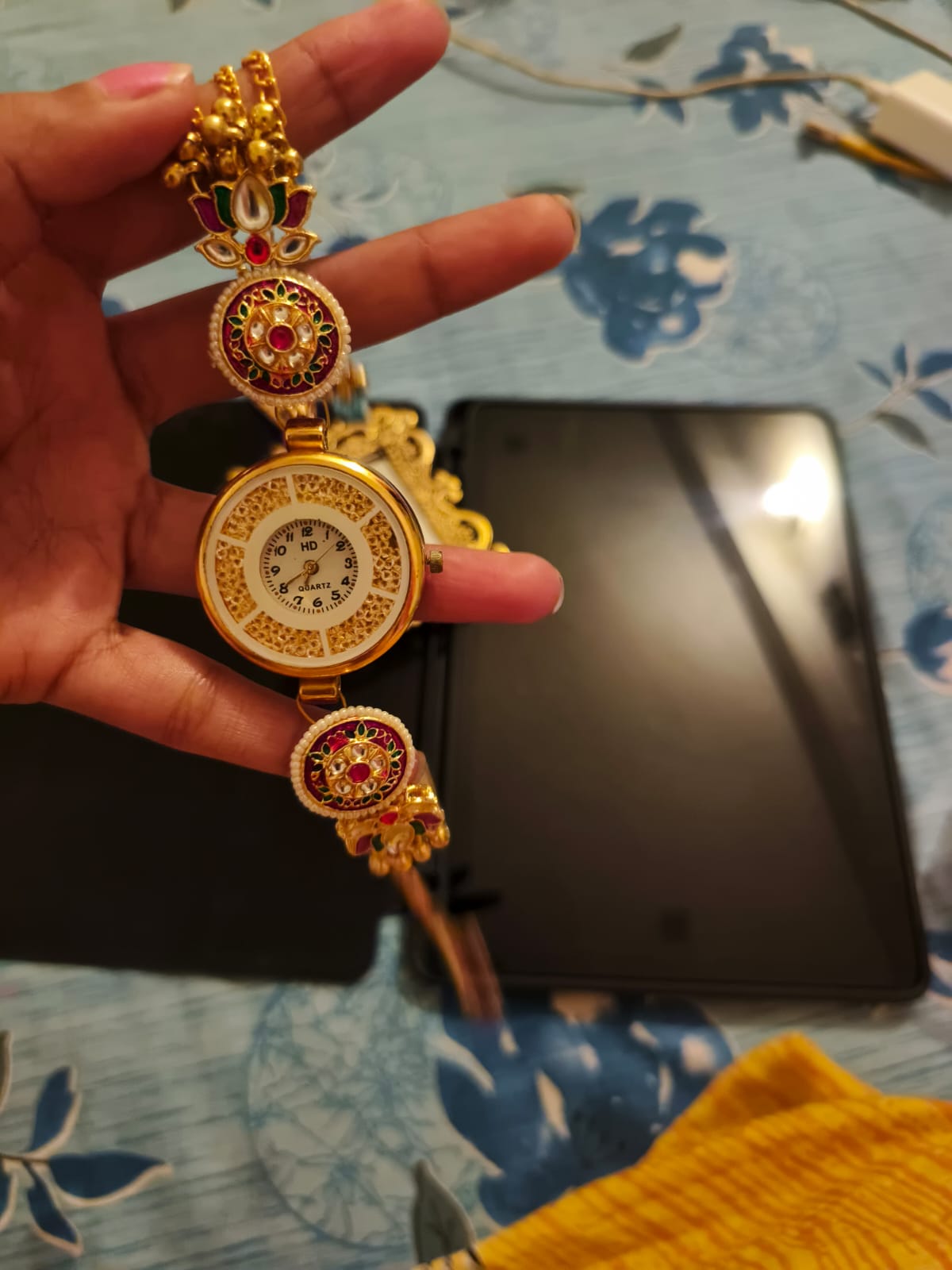 Traditional Indian kundan bracelet watch🤗