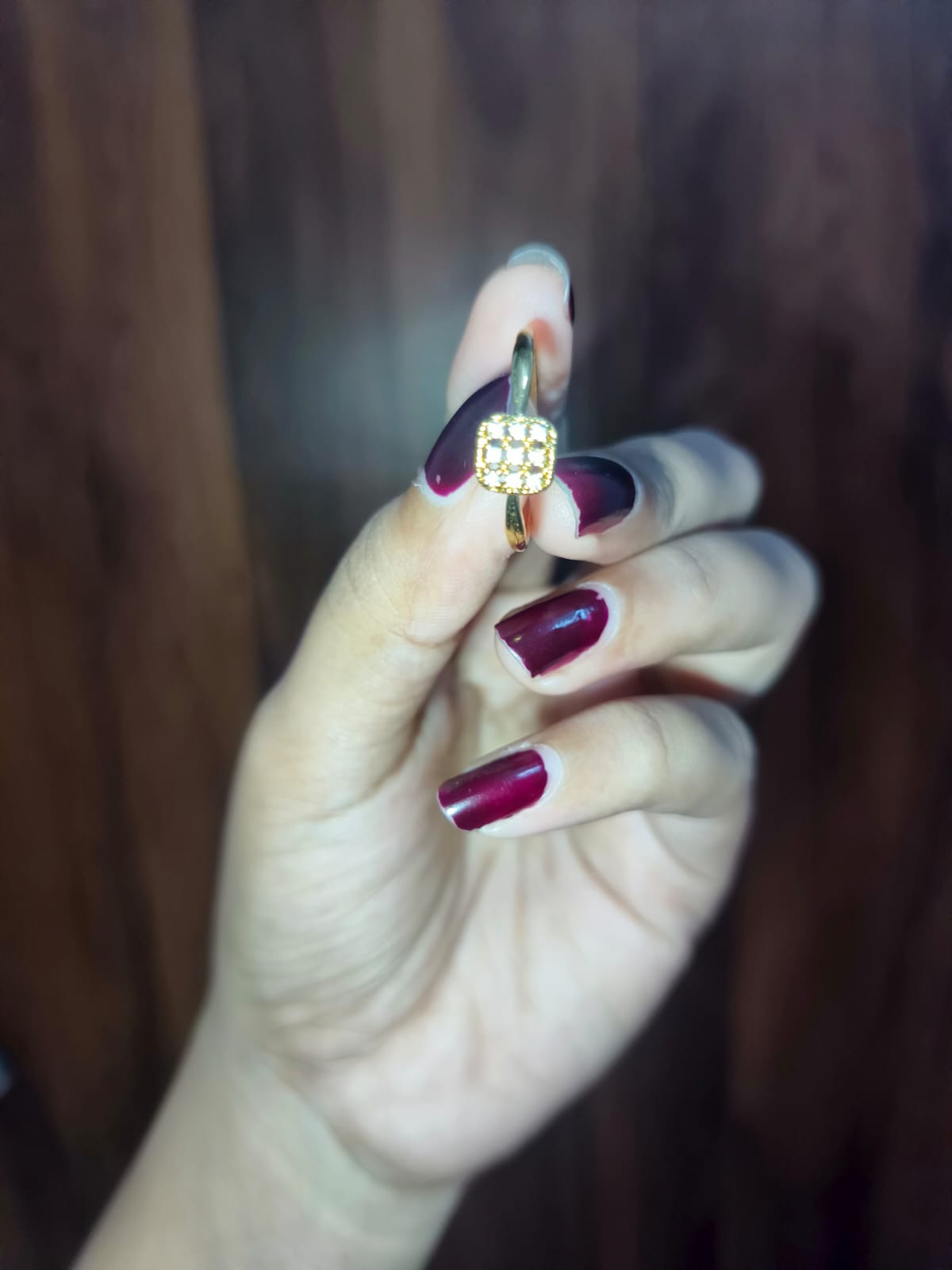 Elegant Gold-Tone Crystal Ring for Women | Square Zircon Adjustable Fashion Ring