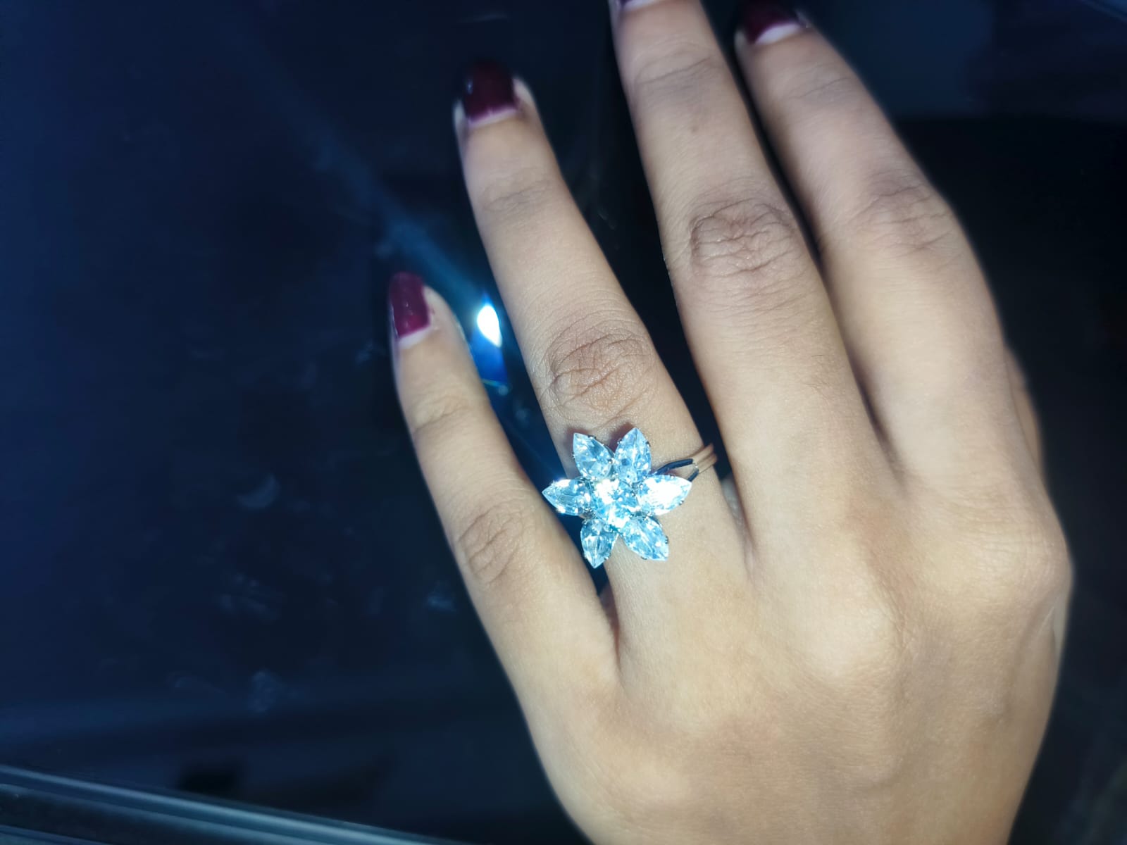 Luxury Crystal Flower Adjustable Ring