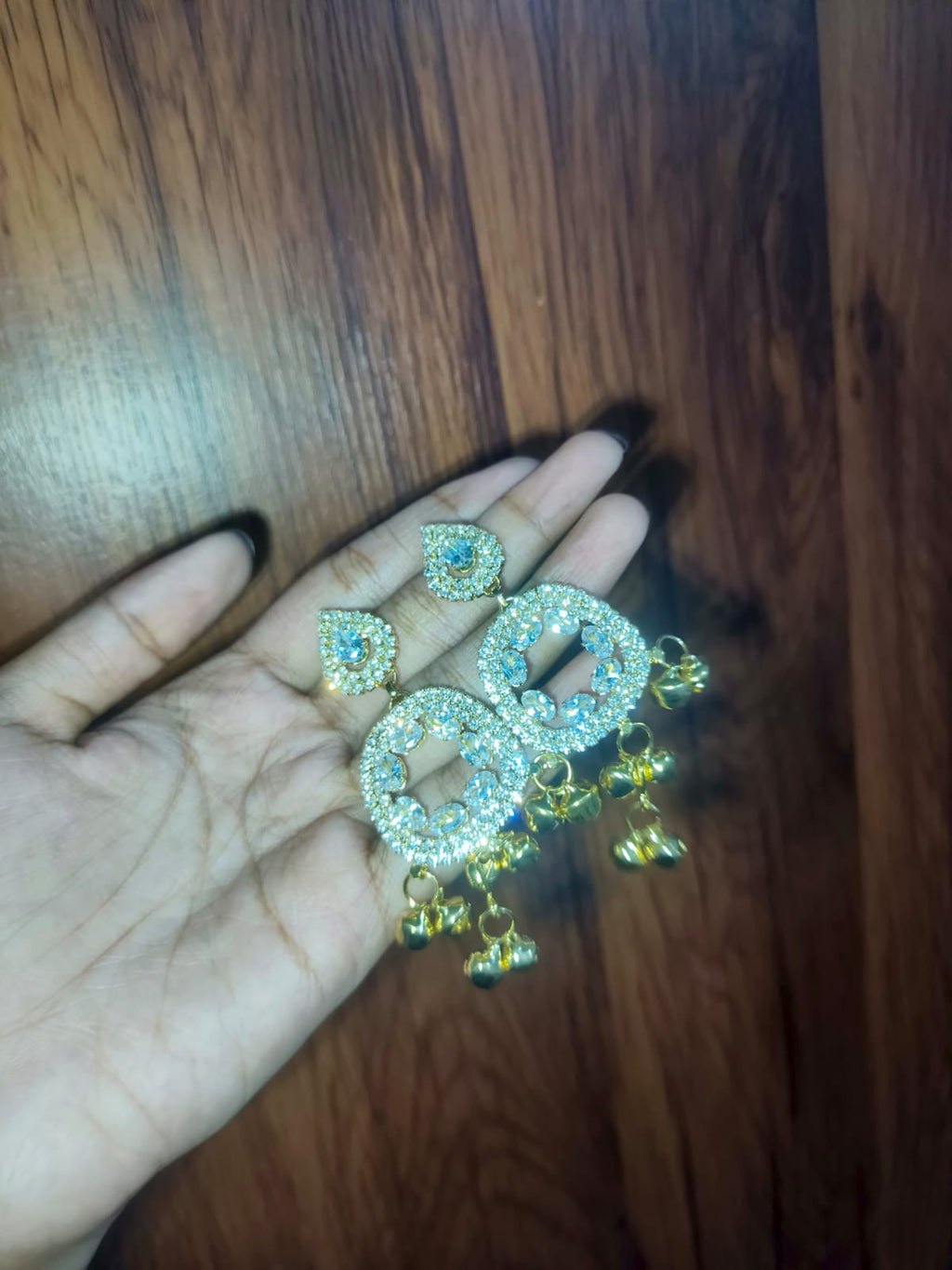 Luxury Crystal Drop Earrings with Gold Charms