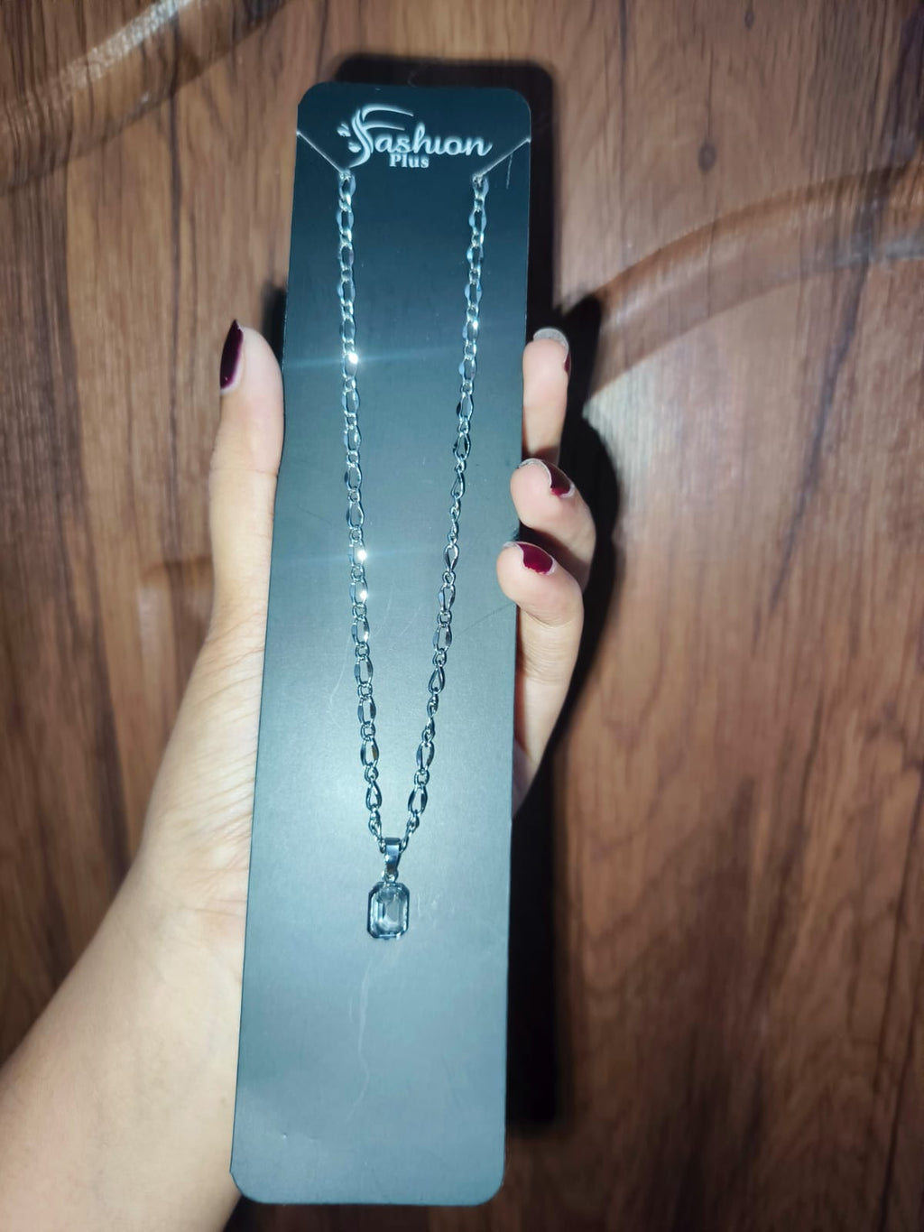 Silver Crystal Pendant Chain Necklace for Women