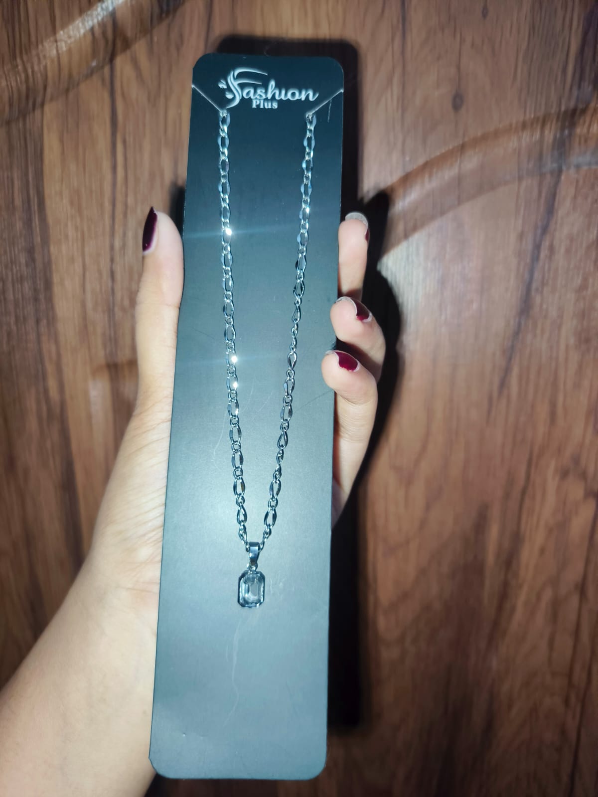 Silver Crystal Pendant Chain Necklace for Women