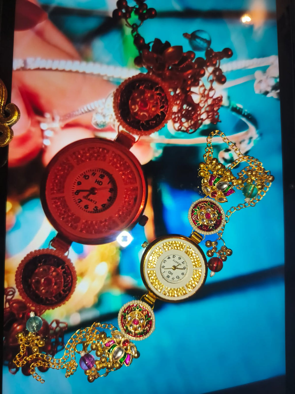 Traditional Indian kundan bracelet watch🤗