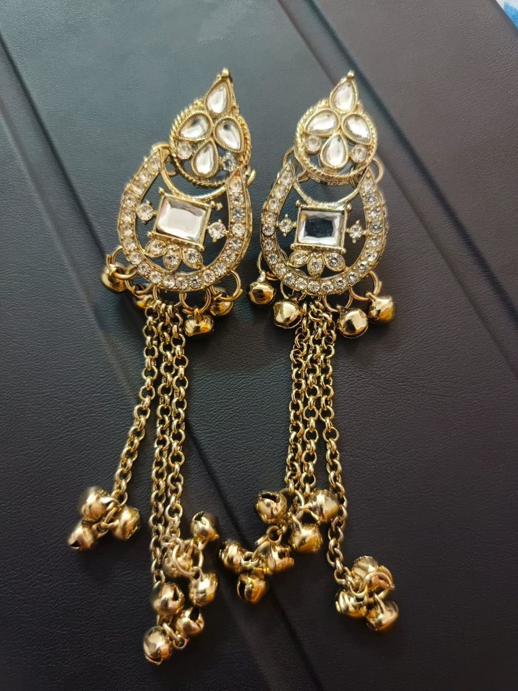 Royal Kundan Long Tassel Earrings for Women