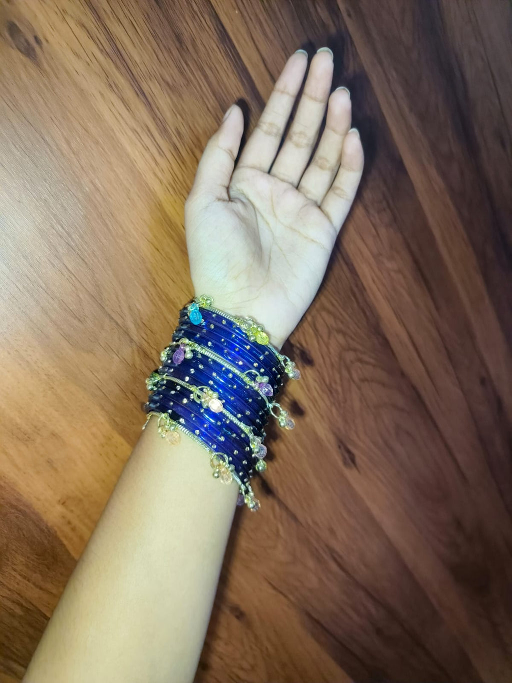 💙 Royal Blue Designer Glass Bangles Set 💙