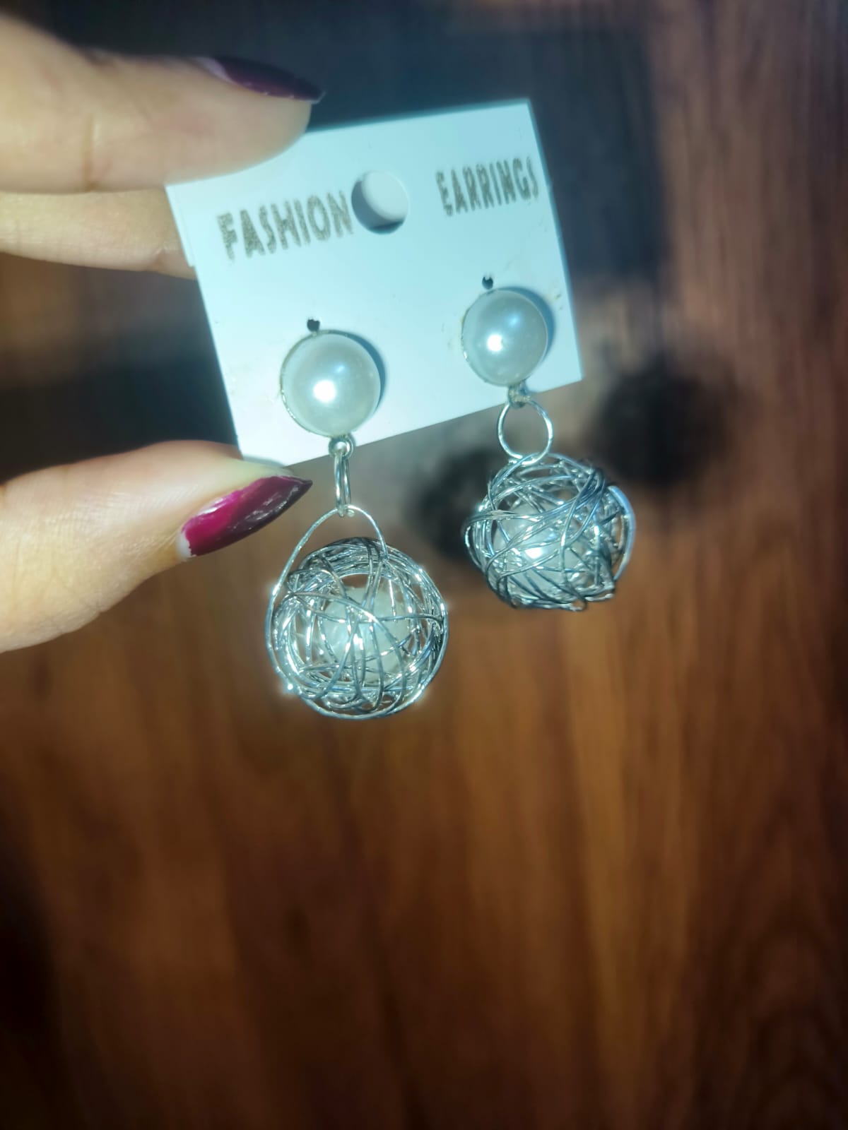Elegant Pearl Wire Ball Drop Earrings