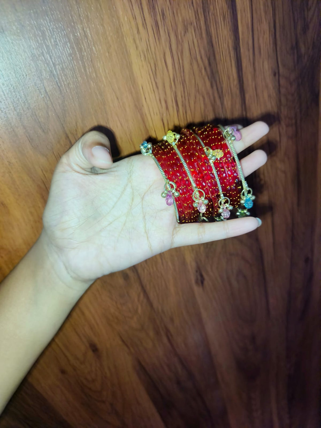 Royal Red Designer Glass Bangles Set