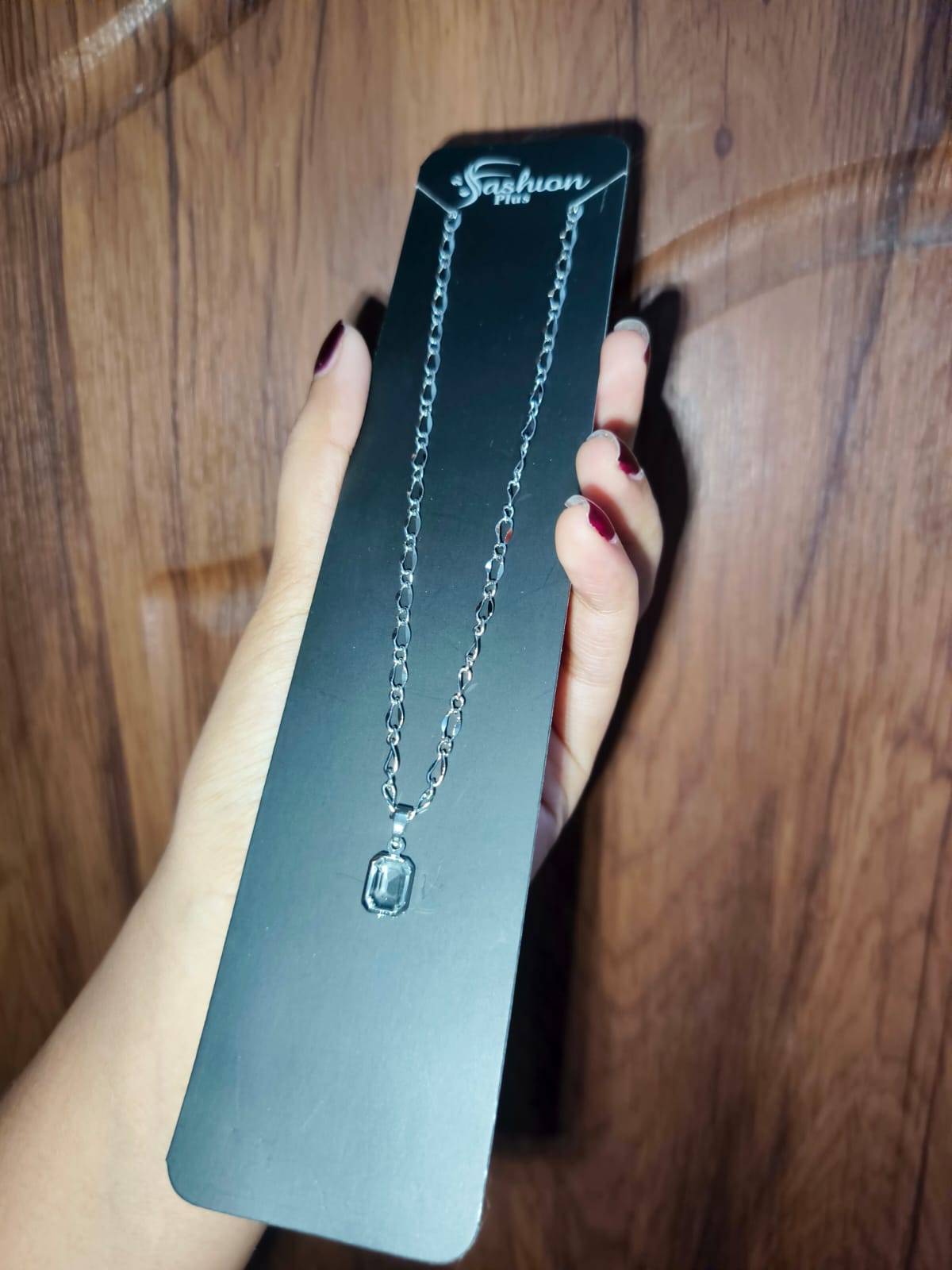 Silver Crystal Pendant Chain Necklace for Women