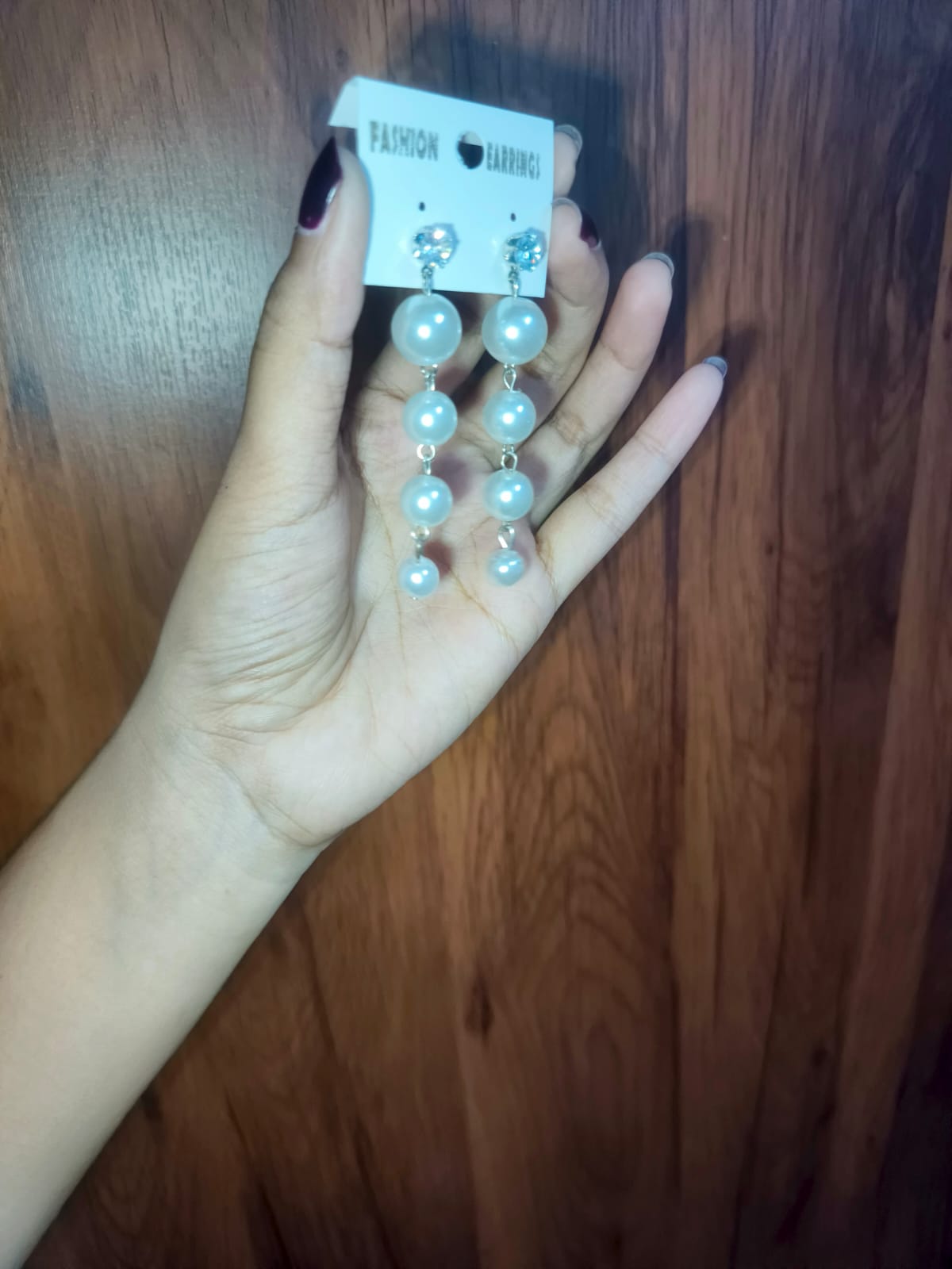 Elegant Pearl Cascade Drop Earrings – Crystal Studded ✨