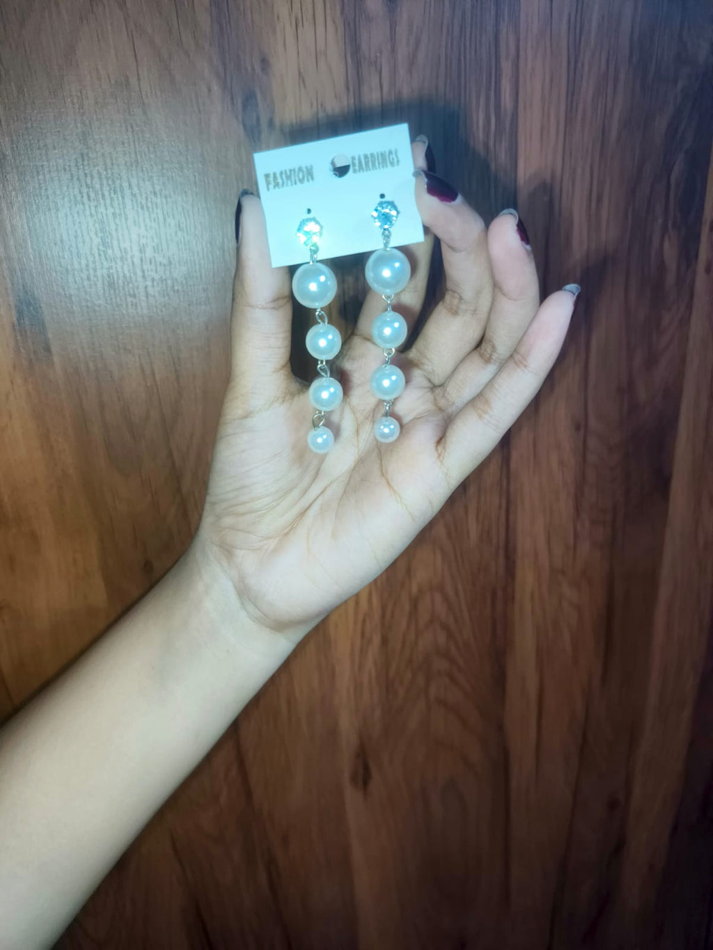 Elegant Pearl Cascade Drop Earrings – Crystal Studded ✨