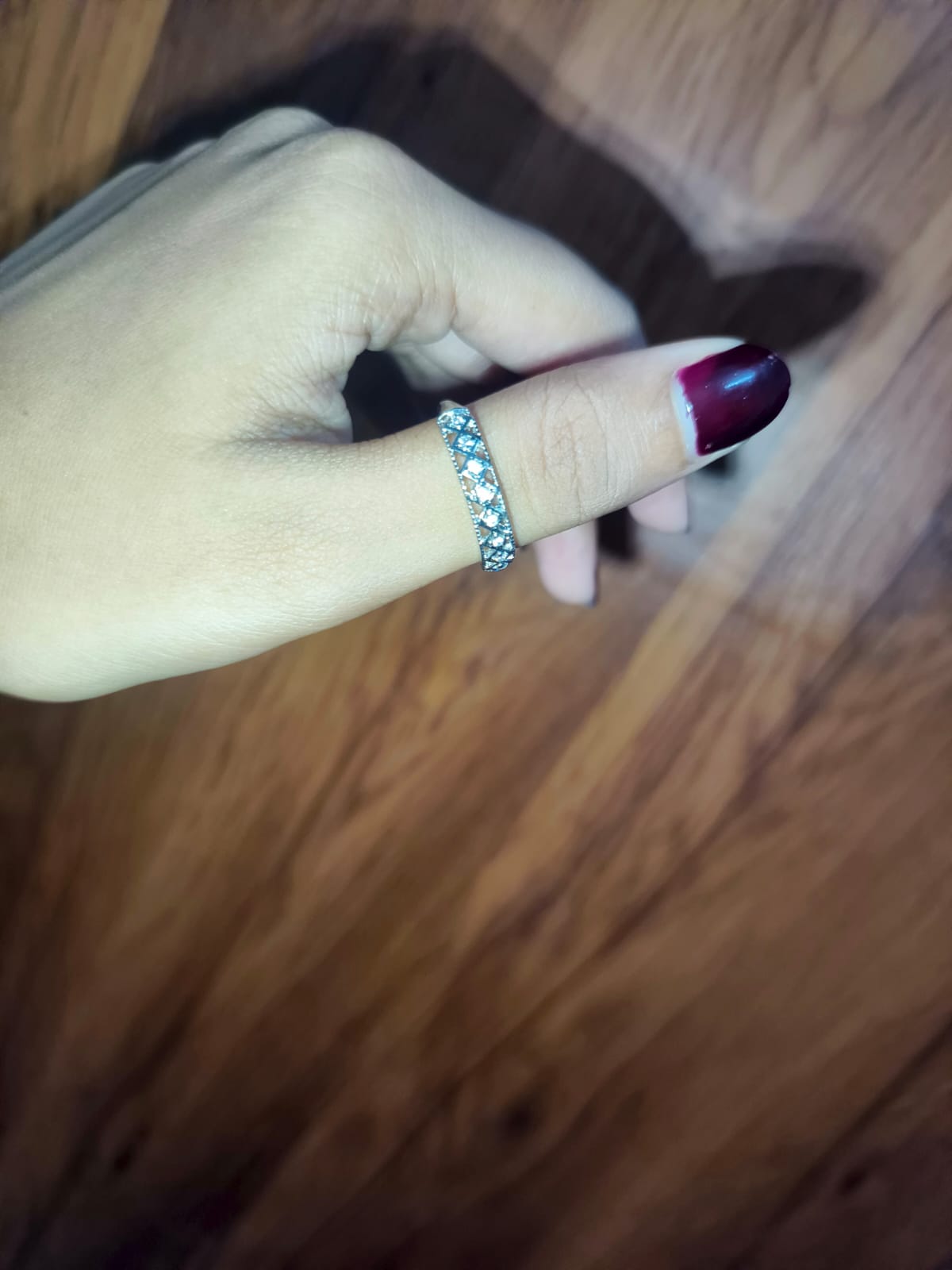 Elegant Crystal Pattern Band Ring for Women