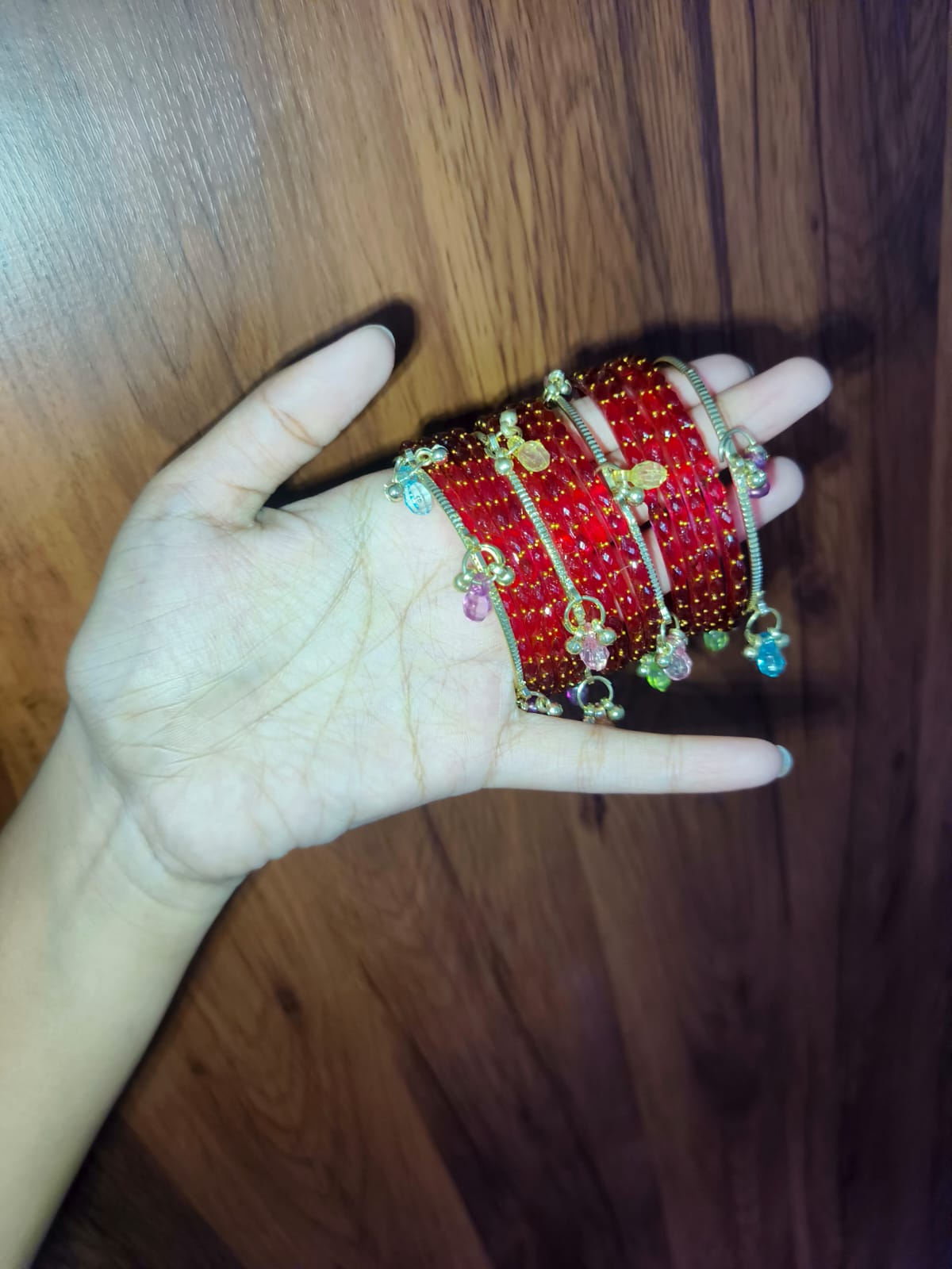 Royal Red Designer Glass Bangles Set