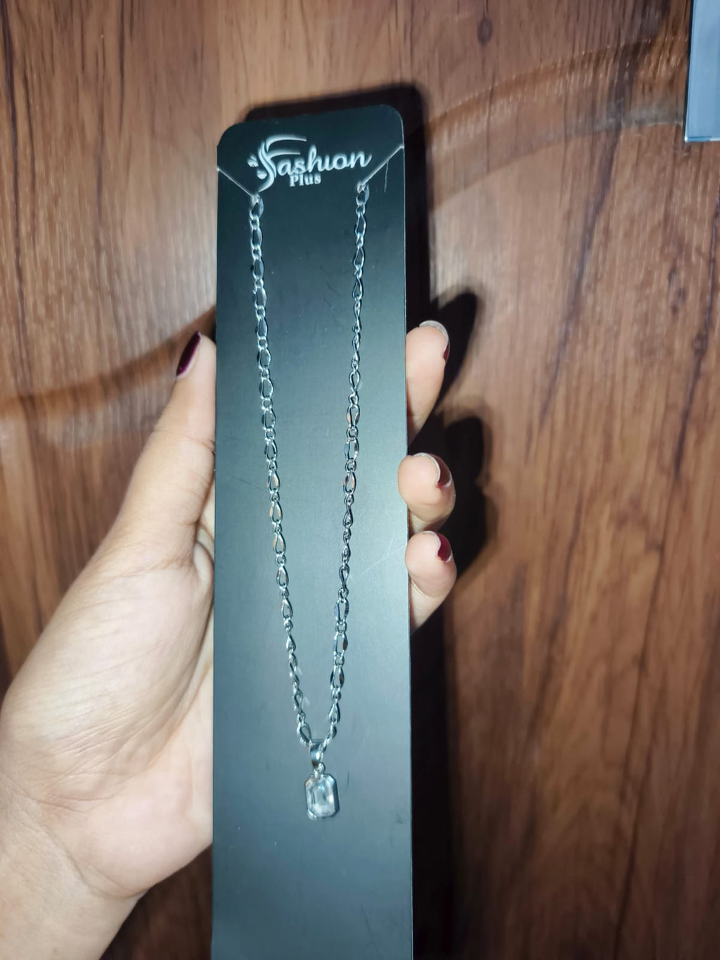 Silver Crystal Pendant Chain Necklace for Women