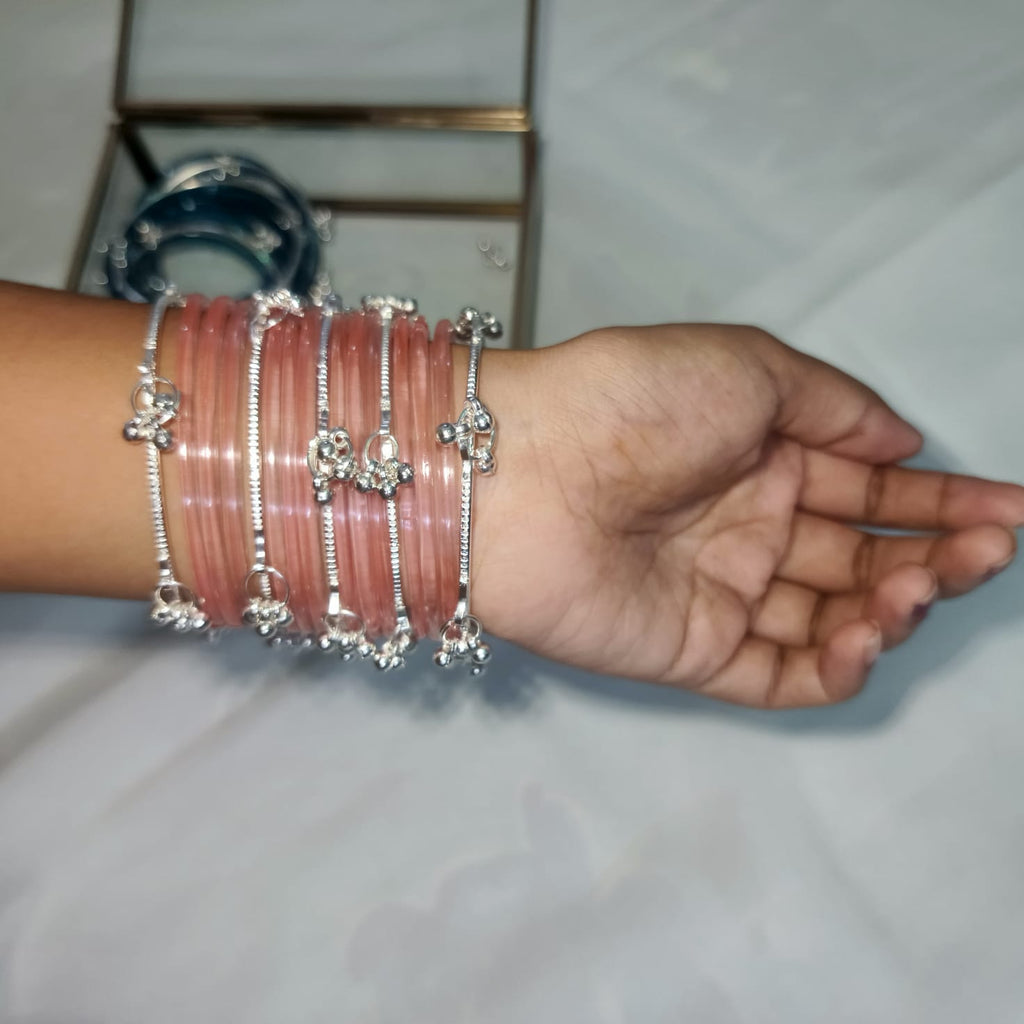 Elegant Pink Glass Bangles Set