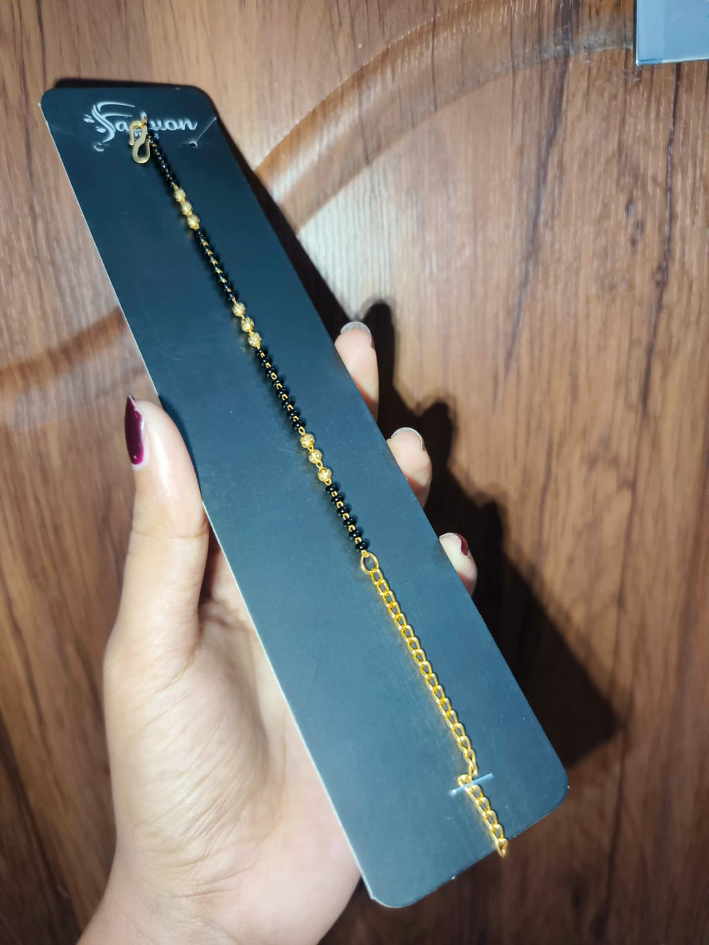 Elegant Black & Gold Beaded Mangalsutra Necklace for Women