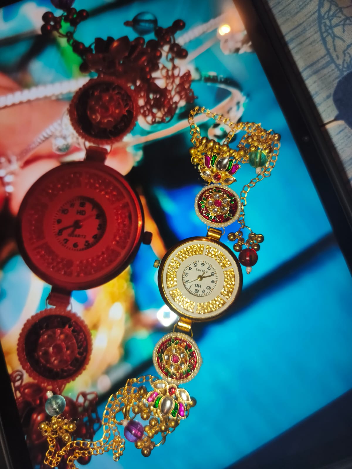 Traditional Indian kundan bracelet watch🤗