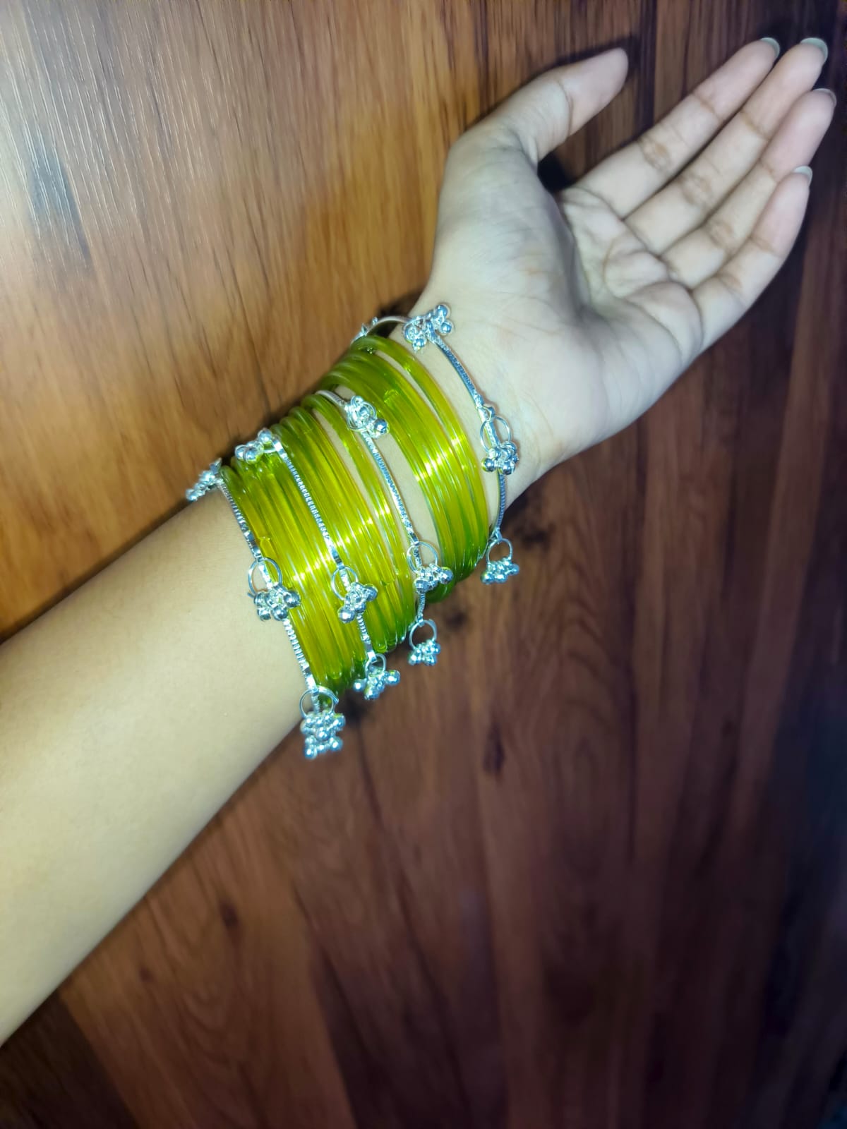 Premium Green Glass Bangles Set
