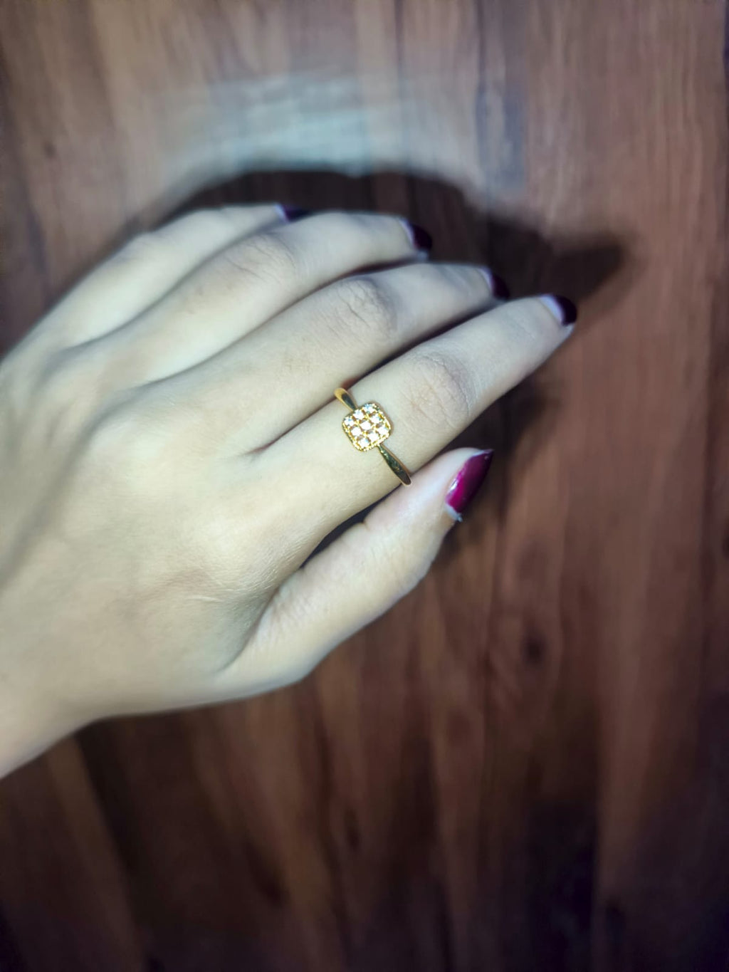 Elegant Gold-Tone Crystal Ring for Women | Square Zircon Adjustable Fashion Ring