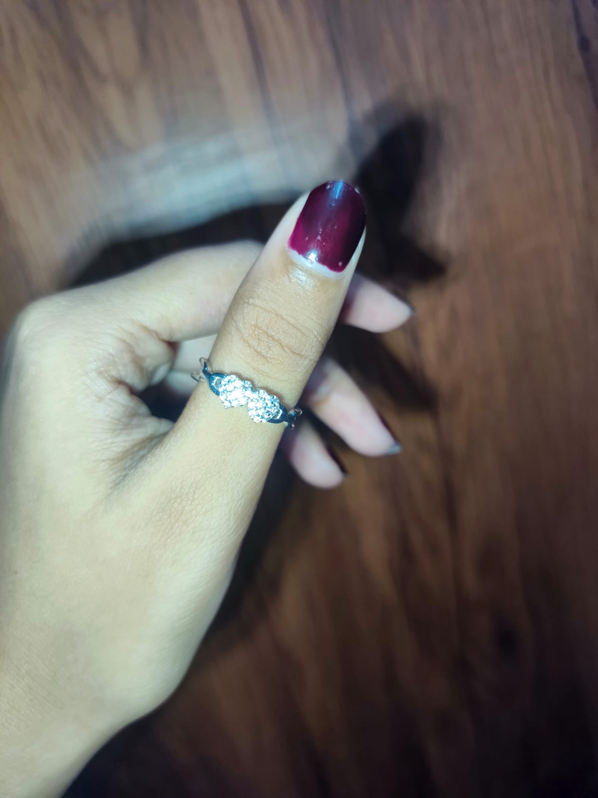 Sparkling Double Heart Crystal Ring for Women