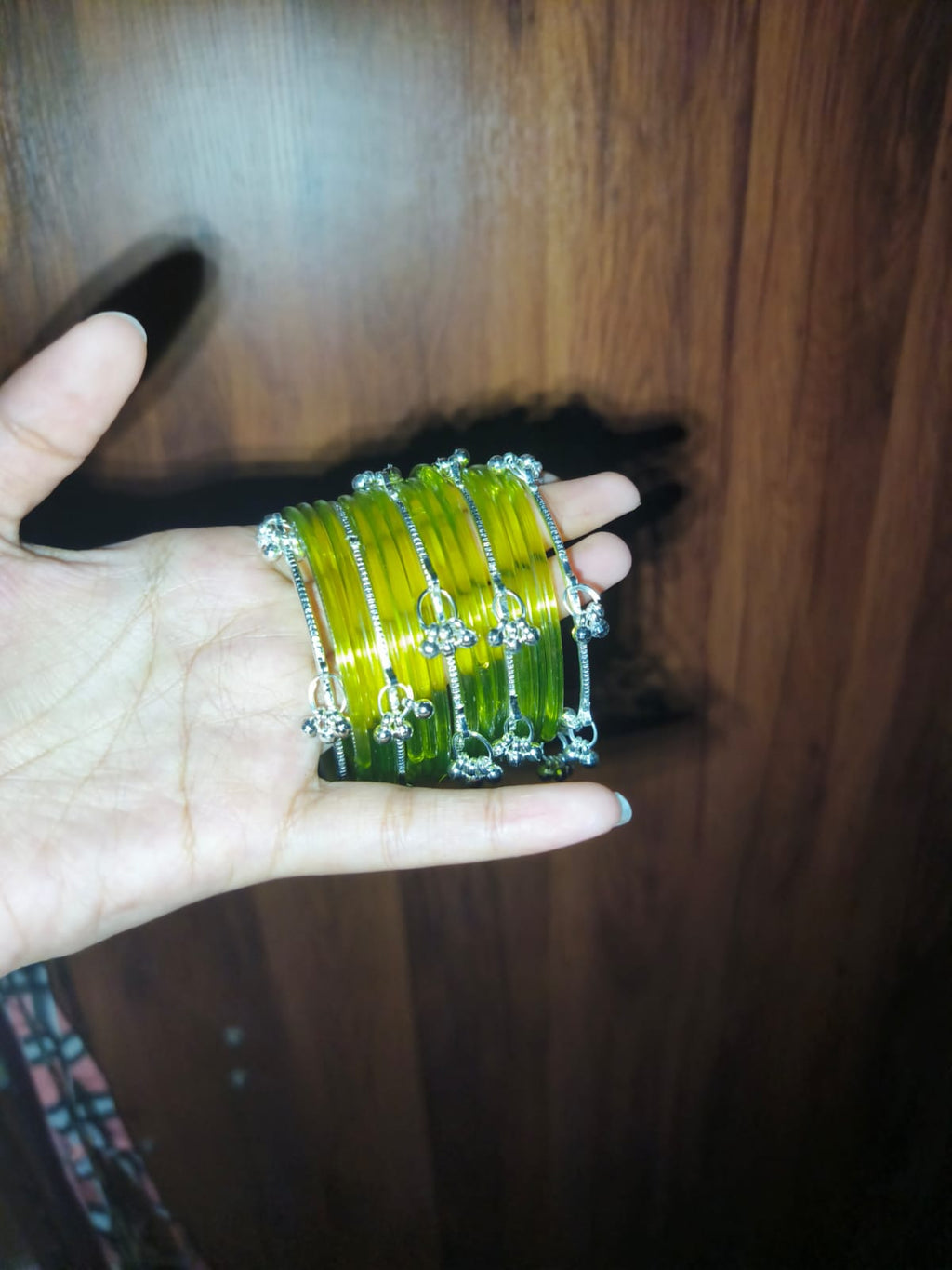 Premium Green Glass Bangles Set